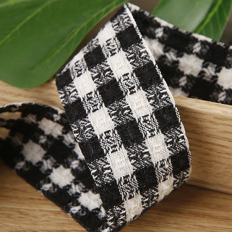 Houndstooth Tweed Material Ribbon 25mm 38mm For Craft Handmade Accessory Pet Hair Bows Corsage Cloth Blouse Jacquard Sewing Trim