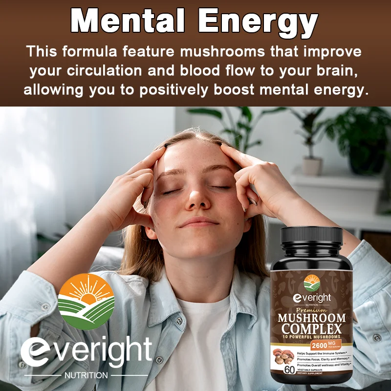 Lion\'s Mane Mushroom can enhance brain plasticity. NGF improves IQ, memory, and concentration,Supplement made in the USA