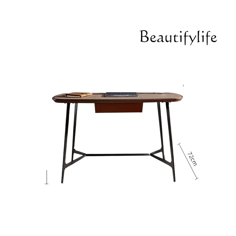 

Italian minimalist saddle leather computer desk modern minimalist writing desk