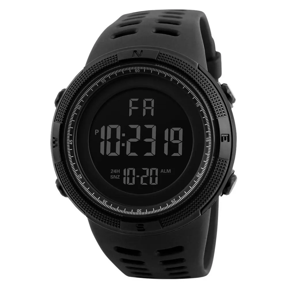 Men's Outdoor Sports Watch LED Screen Large Digital Face Waterproof Wristwatch Multi-Functional Electronic Watch