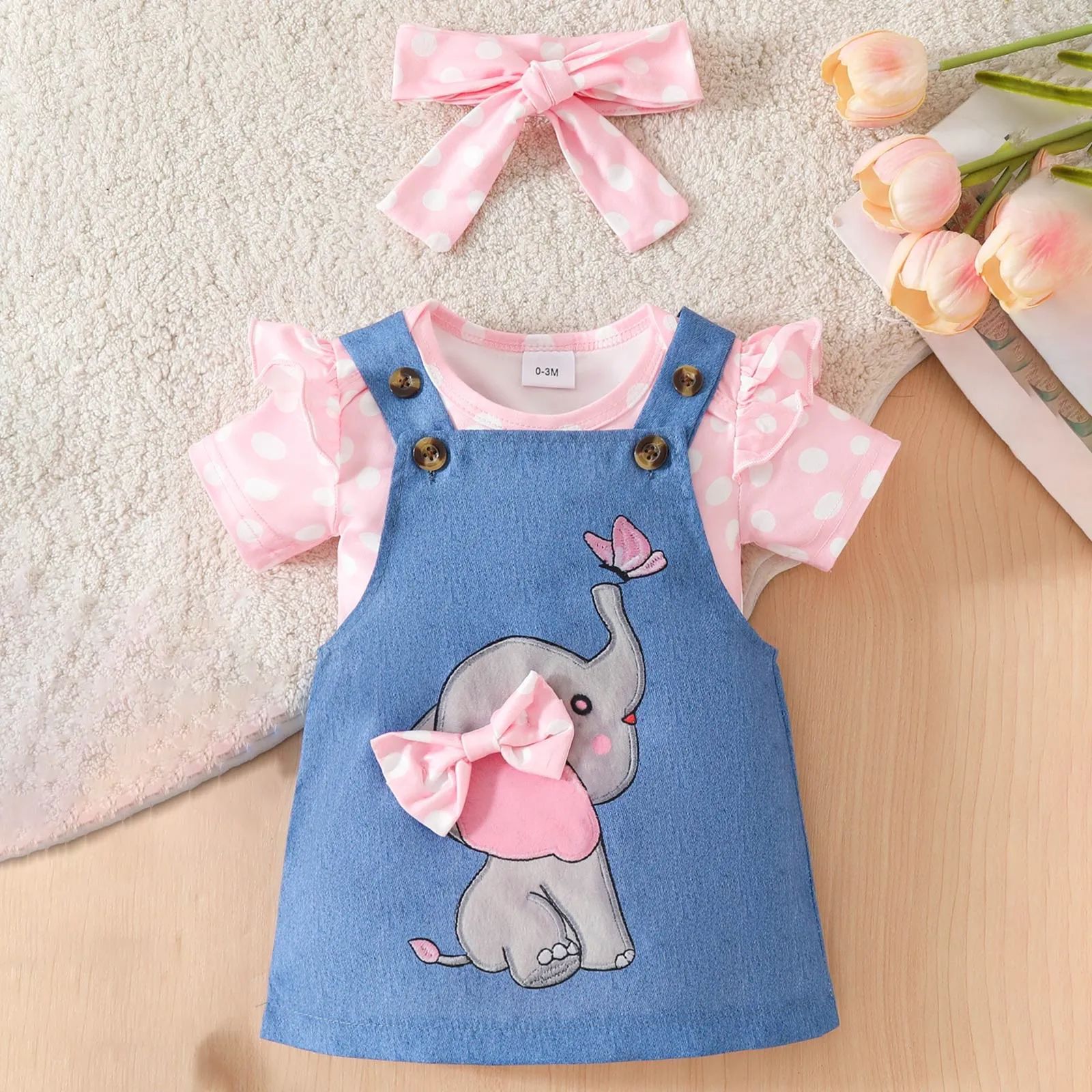 

Summer Cute Outfits Teens Baby Girl Clothes Suspender Skirt Newborn Ruffled Romper Elephant Jeans Dress Headband Tops For Girls