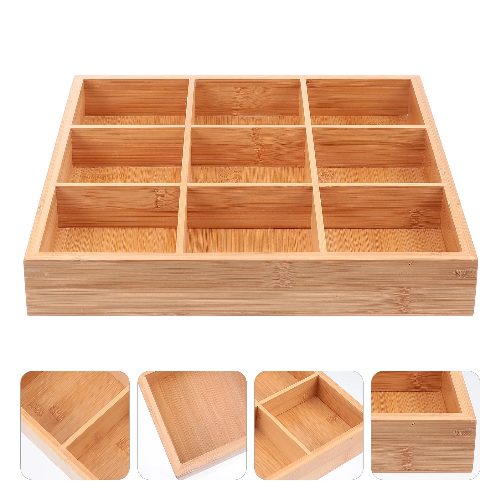 

Nine-Grid Vegetable Tray Bamboo Wood Sturdy Compartment Platter Multi-Purpose Storage For Kitchen Bathroom Living Room