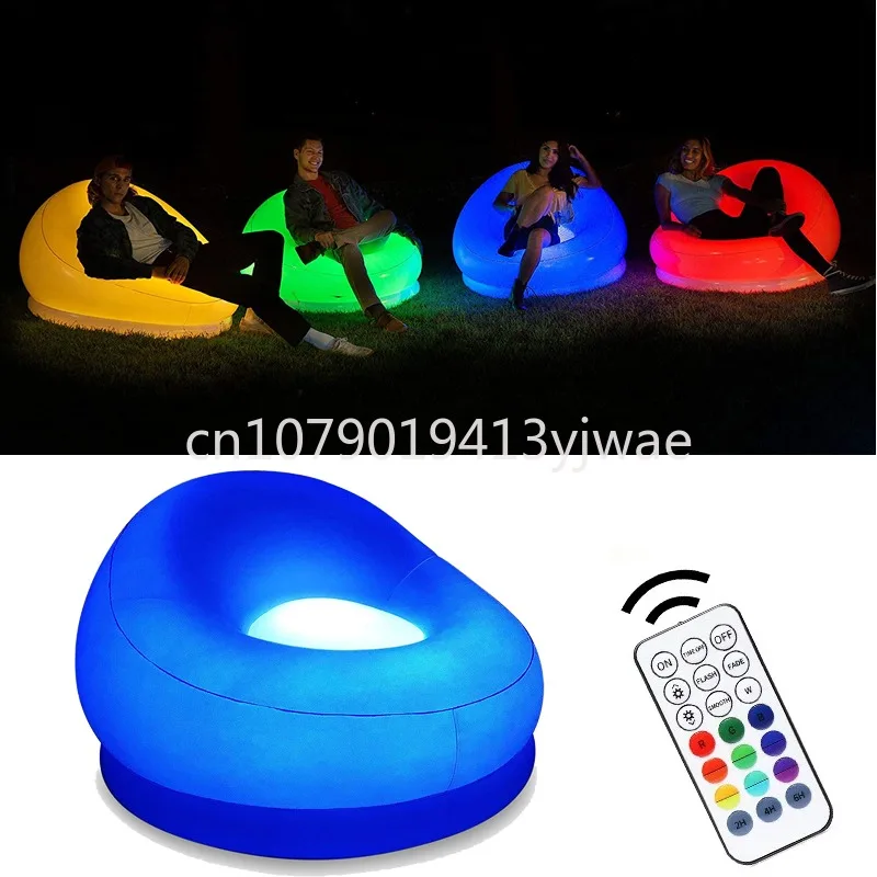 PVC Inflatable Spherical Lazy Sofa LED Remote Control 16 Color Luminous Outdoor Waterproof Sofa