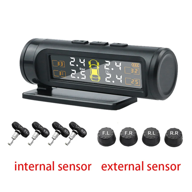 Eranpica Alarms intelligent System Battery TPMS Sensor Tire Pressure Control Monitor System For Cars 4 Internal/External Sensor