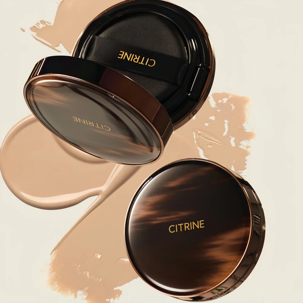 Citrino air cushion corrector duradero, maquillaje no fácil de quitar, base ligera, hidratante, cuidado de la piel, base de maquillaje