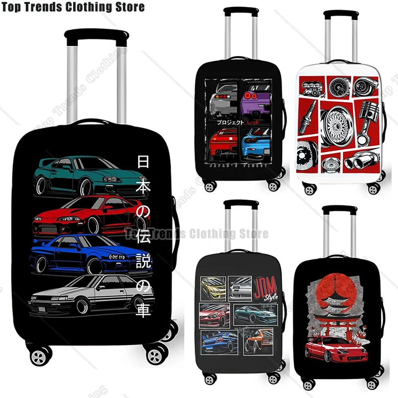 Japan JDM Racing Car Print Luggage Cover for Travel Engine Elastic Trolley Case Protective Covers Anti-dust Suitcase Covers