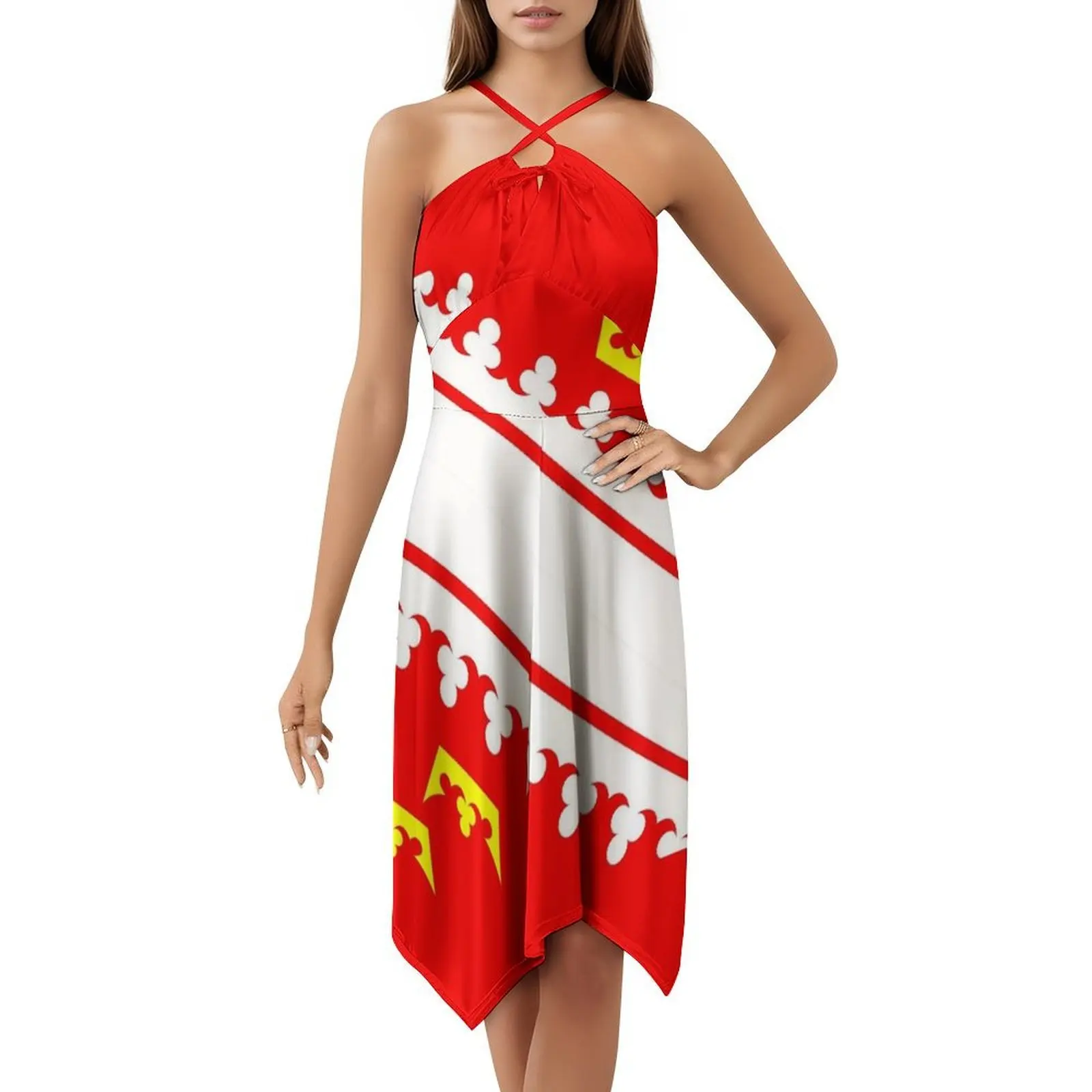 علم الألزاس فستان كاجوال على الطراز الكوري للنساء فساتين مكتب سيدة يومية بسيطة علم الألزاس منطقة فرنسا ملابس امرأة بلد #5