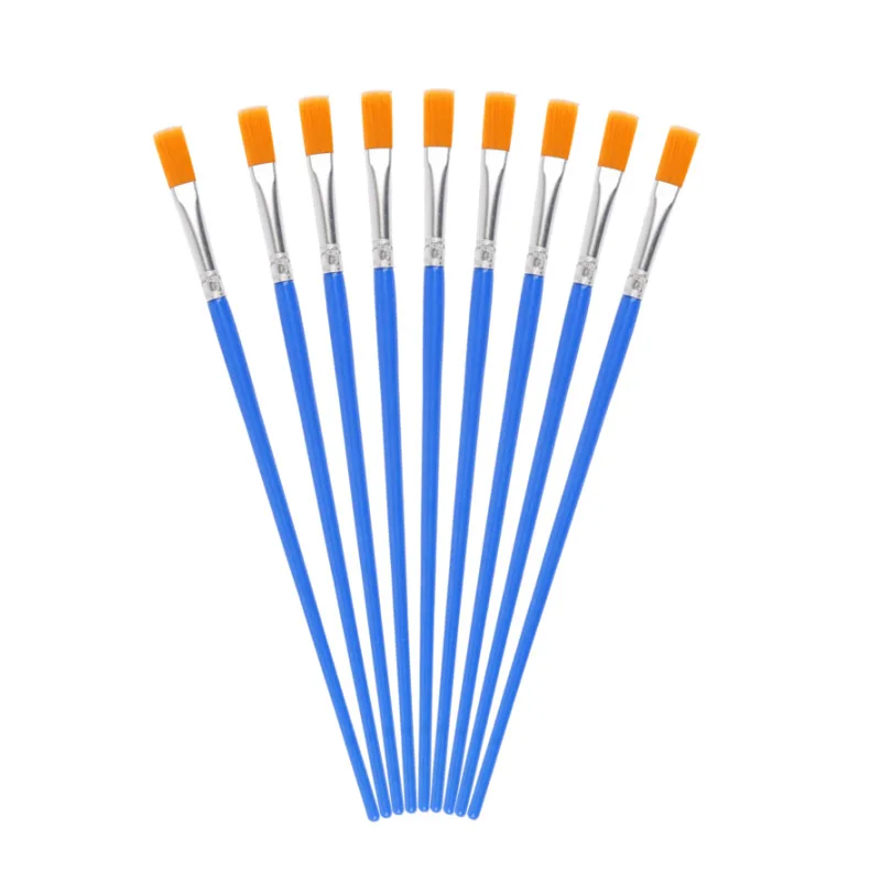 Multi-pack blauwe verfborstels met kunststof handvat, puntige en platte punt voor acryl-aquarelolie, kunstenaarsbenodigdheden voor beginners - afbeelding 2