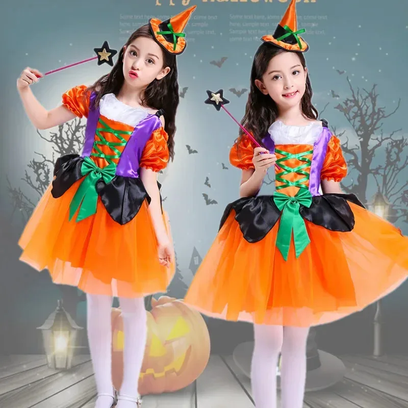 

Cosplay Costumes for Children Party Wear Girls Stage Show Costume Witches Genie Cosplay Clothing Halloween Princesses Dress