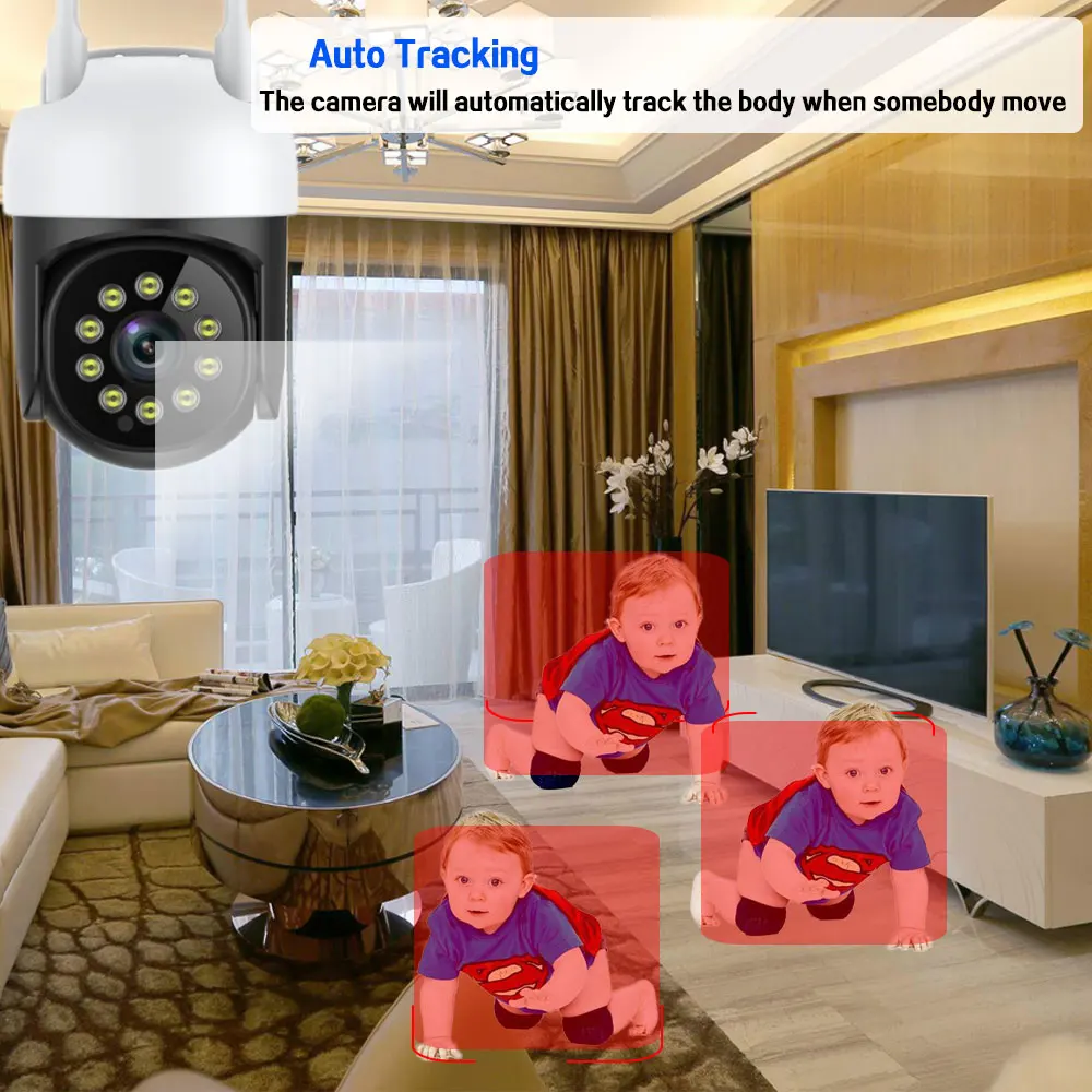 Smart Life 5MP Wifi PTZ IP Camera Auto Tracking Outdoor Tuya Color Night Vision Wireless CCTV Security Surveillance Camera Mini