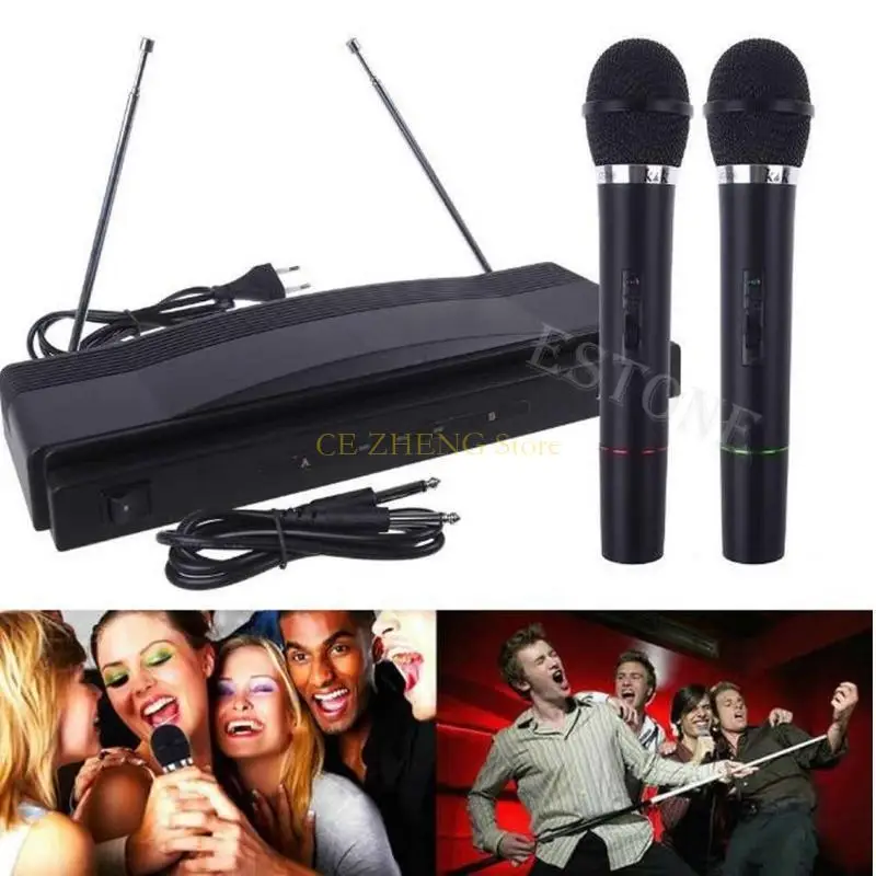 

E56B High Quality Wireless Microphone System Dual Handheld 2 x Mic Cordless Receiver