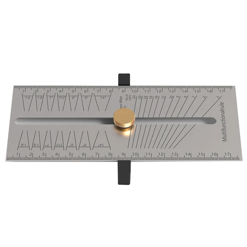 Woodworking Scribe Ruler Multi-Func Square Ruler Marking Gauge-Carpentry Measuring Layout Tool Adjustable Tilt Gauge