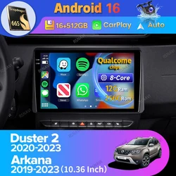 Android 16 Carplay Auto For Renault Duster HM 2 2020 - 2023 Arkana 1 I 2019 - 2023 Car Radio Navigation Video Player 2Din Stereo