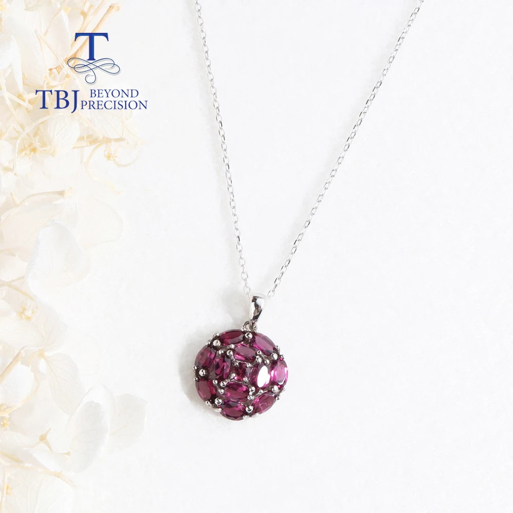 Light luxury elegant design Rhodolite garnet pendant necklace women's jewelry 925 sterling silver daily wear