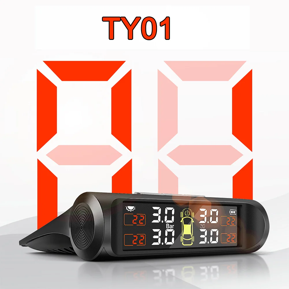 Tire Pressure Monitoring System With 4 TPMS sensor Solar Powered Digital LCD Display Auto Security Alarm Tire pressure sensor