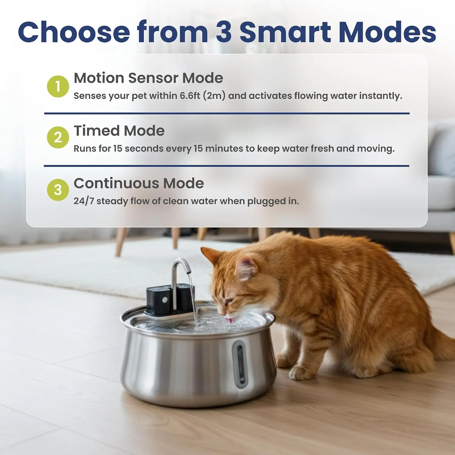 Battery-Operated Stainless Steel Water Fountain for Dogs and Cats, 4-L Capacity