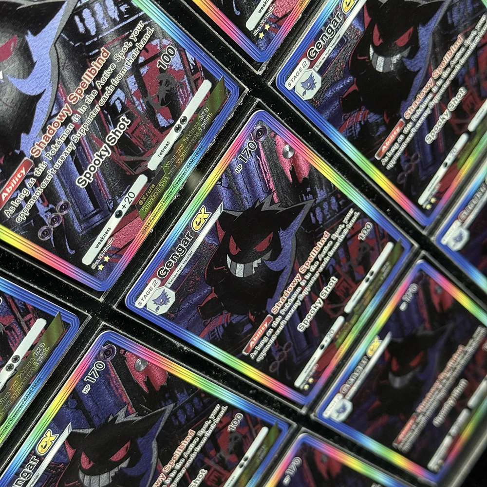 DIY Anime PTCG Pocket Series Collection Card Gengar Ex Spooky Shot English Refractive Color Flash Trading Cards Child Gifts