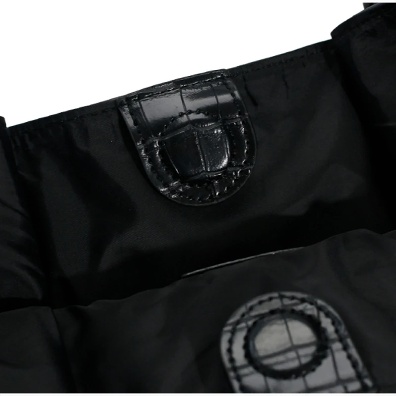 Krokodil-Textur Weiche PU-Tragetasche, Schwarze Minimalistische Damenhandtasche, Magnetverschluss, Einfarbige Vielseitige Schultertasche – Detail 6