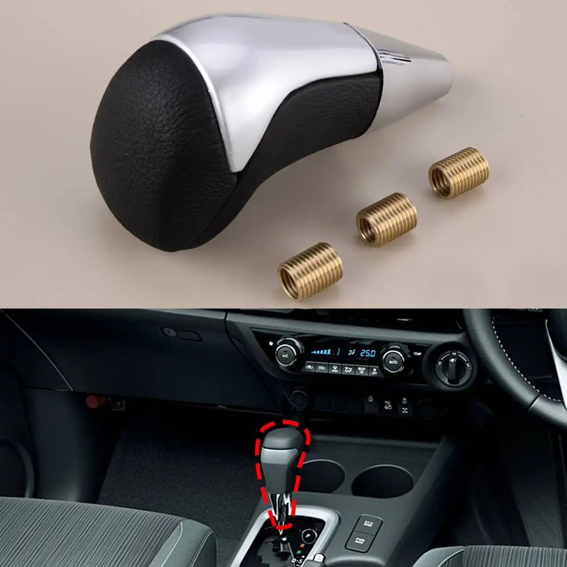 

Silver Automatic Gear Shift Knob Fit For Toyota Hilux Fortuner Prado Tacoma 2005 2006 2007 2008 2009 2010-2016