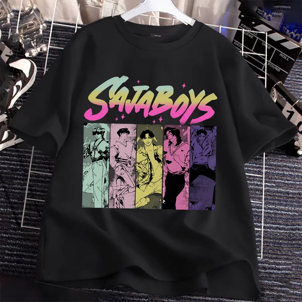 

Стильные футболки SAJABOYS KPop Demon Hunters для родителей и детей, уникальный графический дизайн для семейной одежды, идеально подходят для фанатов K-Pop.