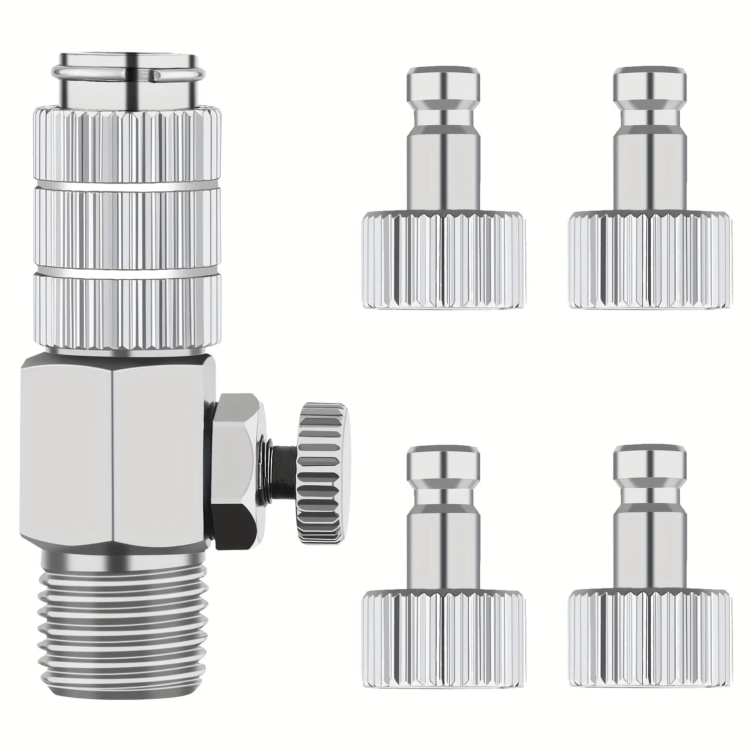 

Airbrush Quick Disconnect Coupler, Release Joint & Regulator Adapter with 4 Connectors, Easy Installation & Quick Disassembly