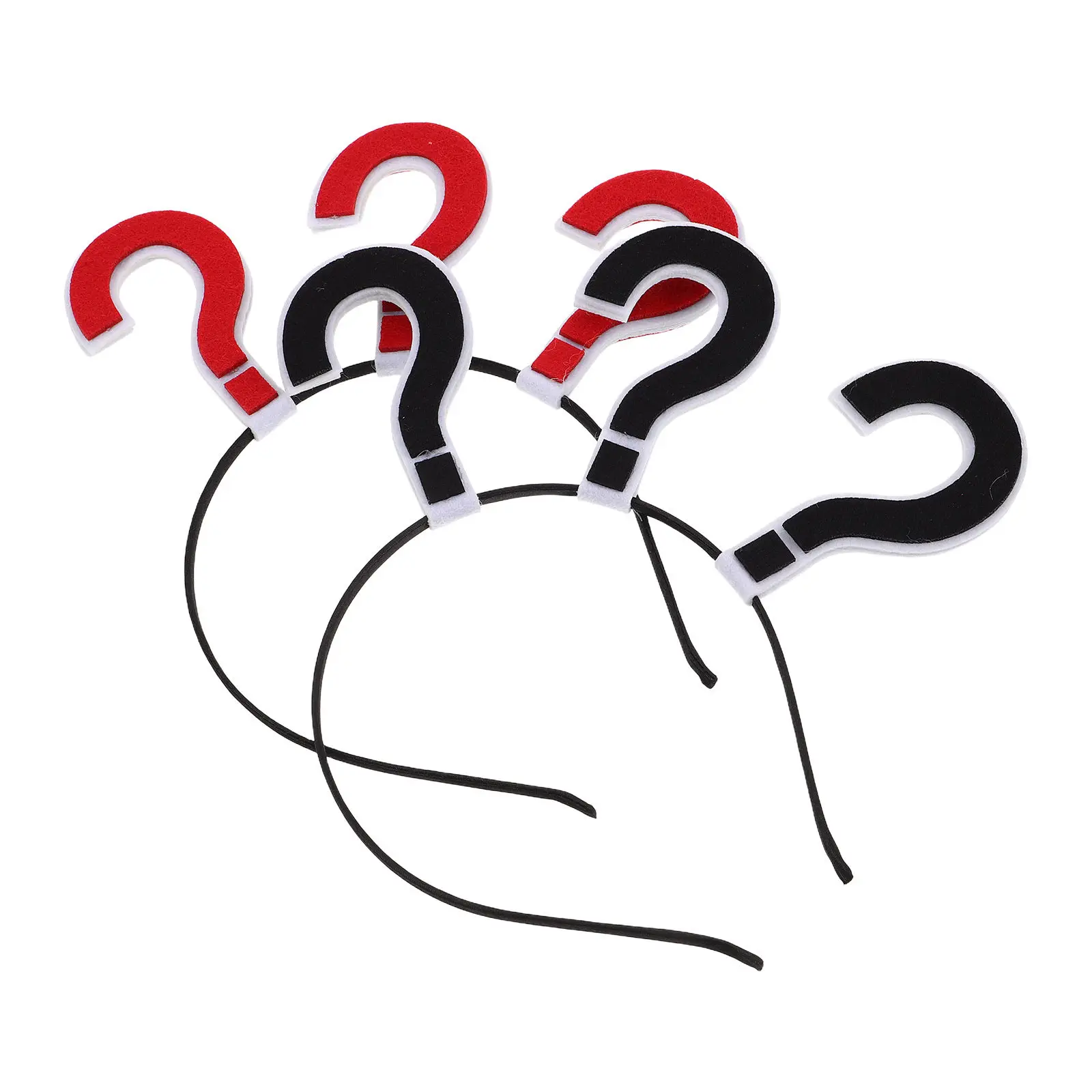 2Pcs Funny Question Mark Headband Creative Hair Accessory Festival Headdress Red Black Comfortable Cloth Party Hairband