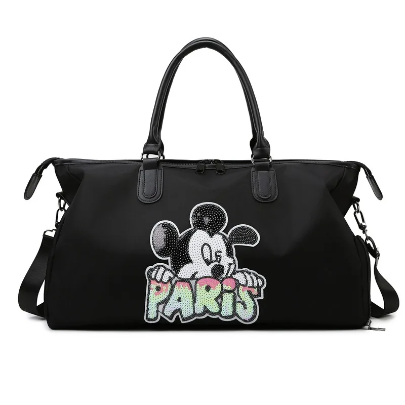 

Disney The Cartoon Shiny Diamond Mickey Printed Travel Handbag Student Leisure Large Capacity Lightweight Fitness Storage Bags