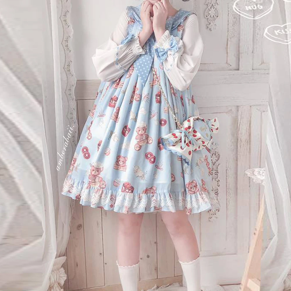 

Lolita suspenders sweet and cute jsk girl Lolita dress Cute skirt vestidos de verano mujer 2025