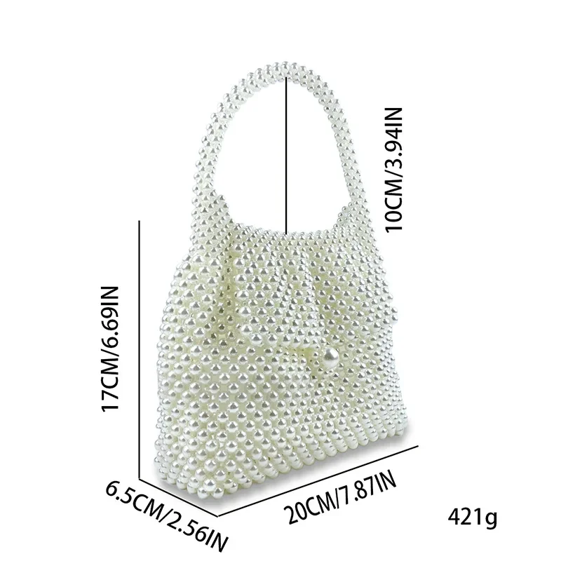 Bolso de mano con perlas tejidas a mano para mujer, bolso de noche con diseño plisado, para fiesta y boda, 2024