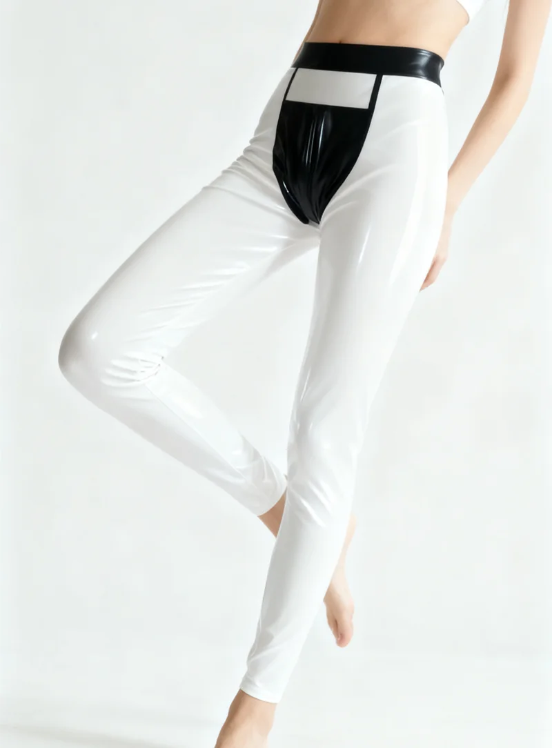 

Latex Rubber Masquerade Halloween Cosplay Party shorts pants Suit White&Black