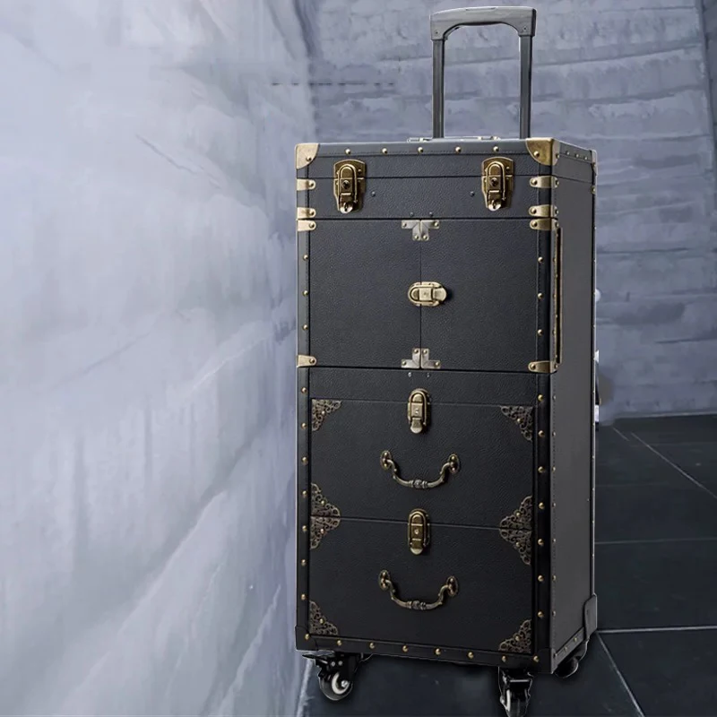 Multi-layer Beauty Tattoo Salons Trolley Cosmetic Luggage Large Professional Hairdressing Trolley Suitcase Travel Makeup Toolbox