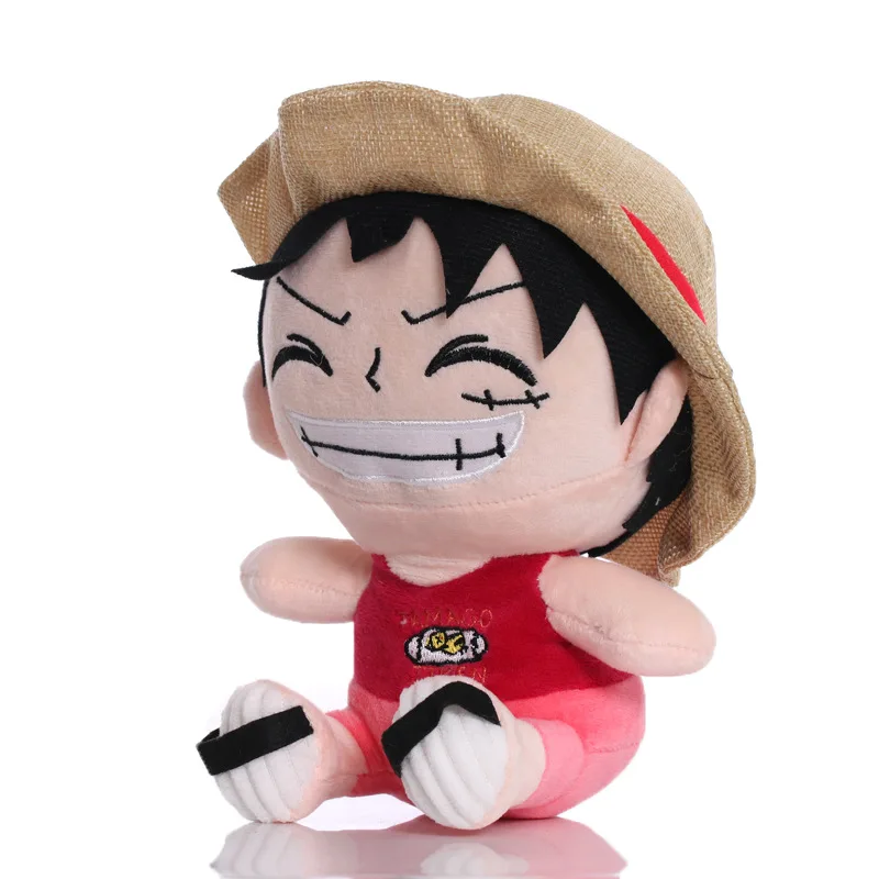 One Piece Anime Plush Toy para crianças, figuras Luffy, bonecas fofas, desenhos animados recheados, pingentes chaveiros, presentes de Natal, 14-20cm