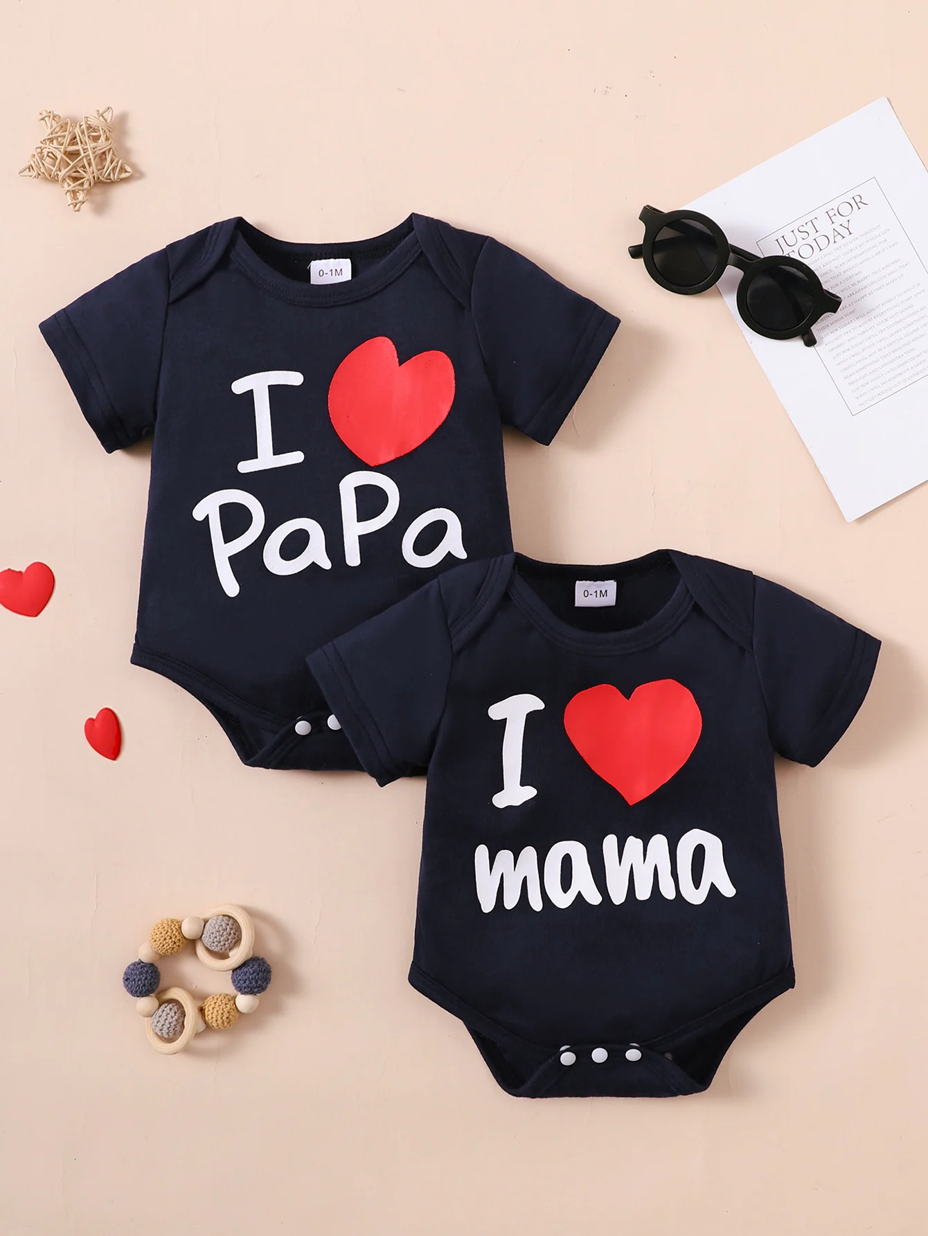 

Summer 0-1 Years Old Infant Baby Boys Letter Print Short Sleeved Jumpsuit 2 Pieces