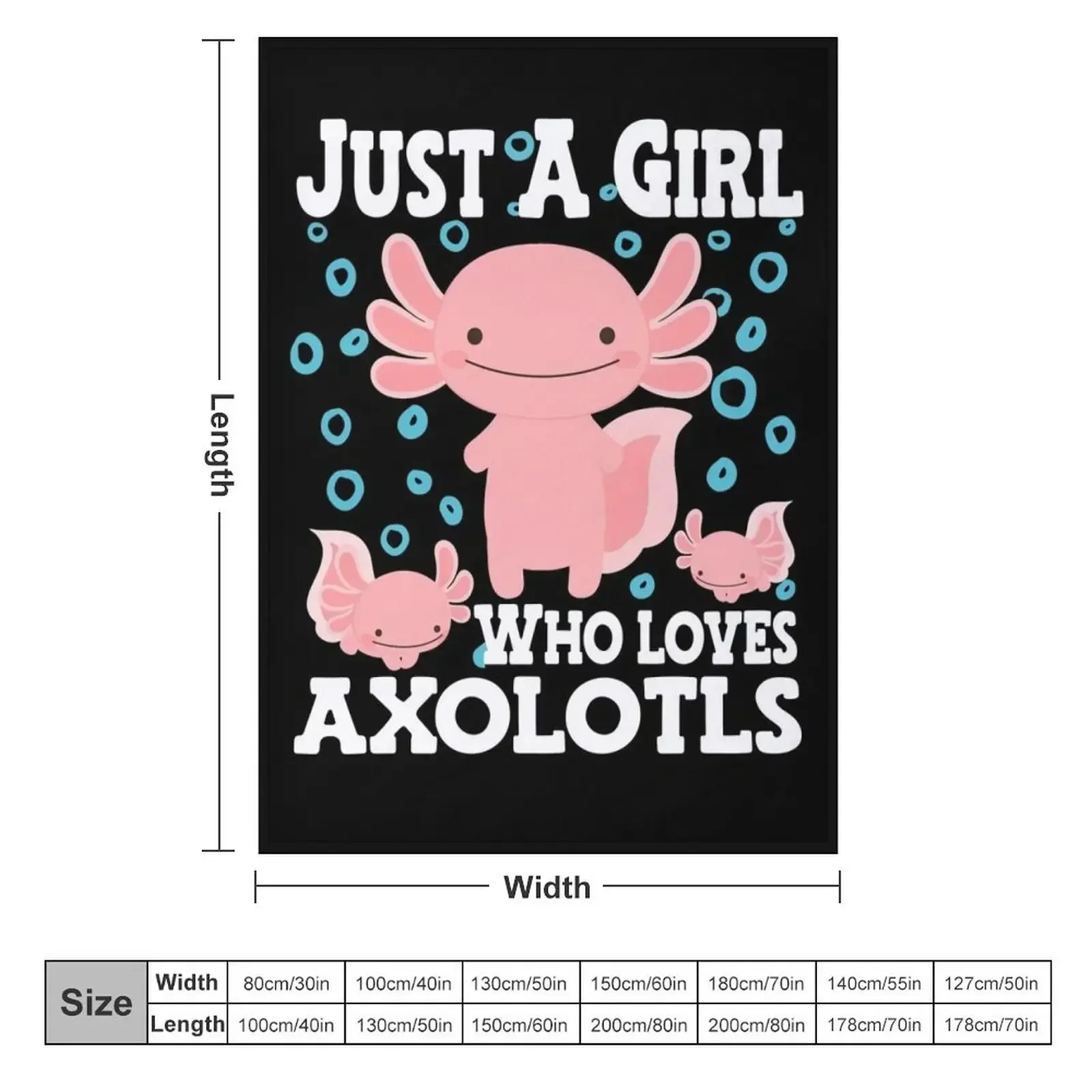 Axolotl Cute Kawaii , Just a Girl who love Axolotls Throw Blanket Soft Plaid bed plaid Quilt Blankets