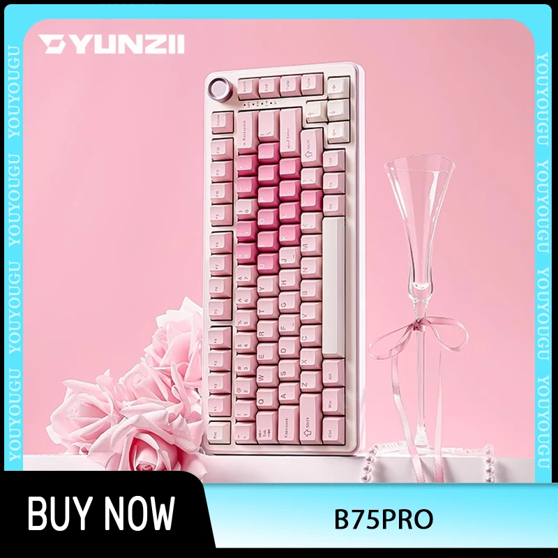 Yunzii B75pro Mechanical Keyboard 3 Mode Bluetooth Wireless Keyboard 82keys Customized Hot Swap for Office Pc Accessories Gifts