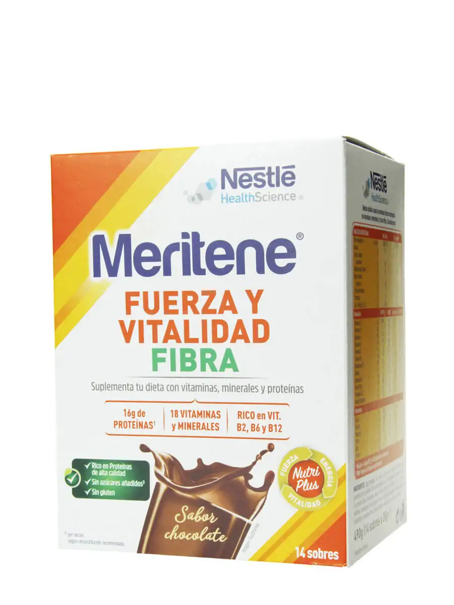 Meritene strength and vitality fiber 14 sachets chocolate flavor-food supplement that gives you strength and vitality