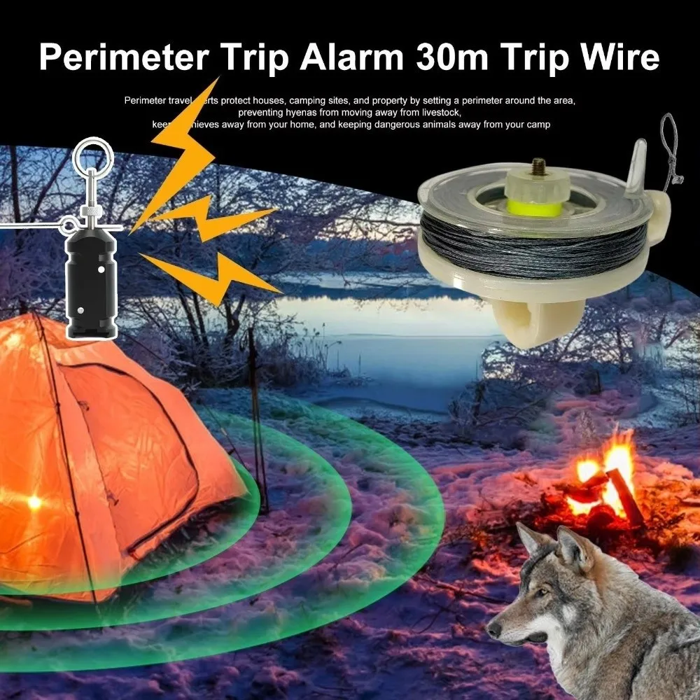 Early Warning Trips Cord Trip Alarm Wire Defense Device Trip Line Security System Camping Gear Perimeter Alarm Defense