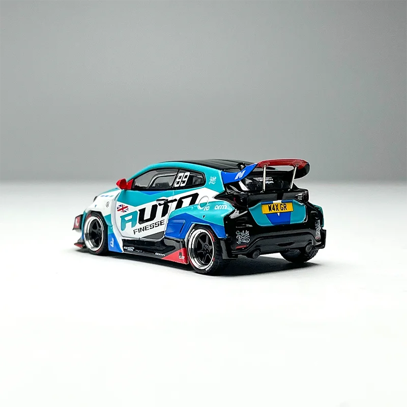 PopRace 1:64 Metalowy Model Samochodu Yaris GR AUTO Niebieski, Statyczna Kolekcja, Dekoracja, Prezent na Święta, Zabawki
