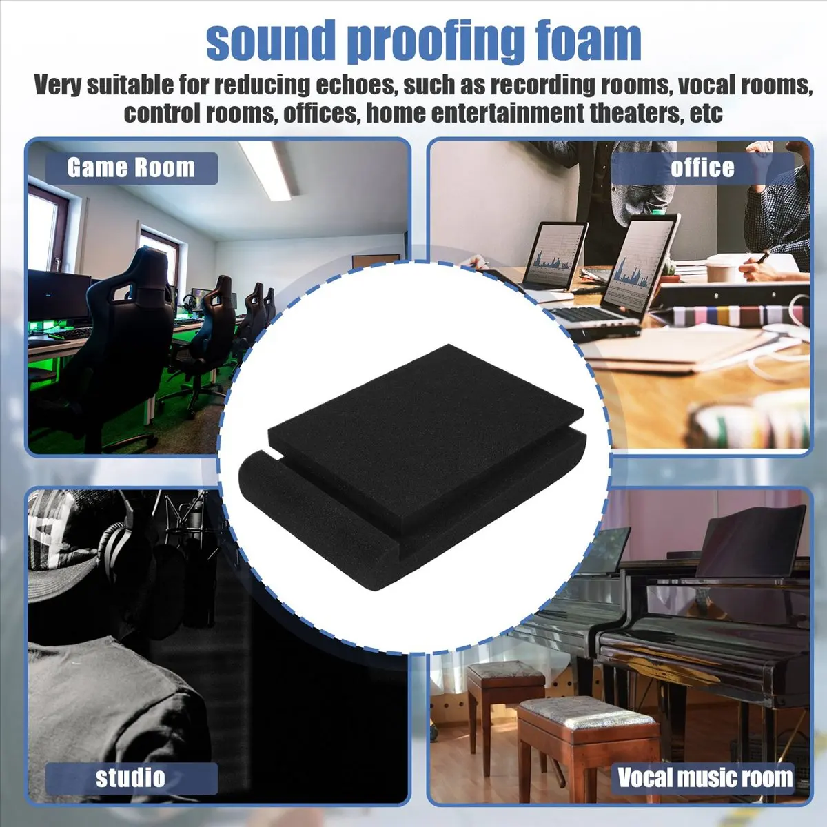 Y735A 핫 스피커 패드, 아이솔레이션 패드, 고밀도 스튜디오 모니터 폼, 스튜디오 모니터 스탠드 패드, 스피커 베이스, 28X19X4cm