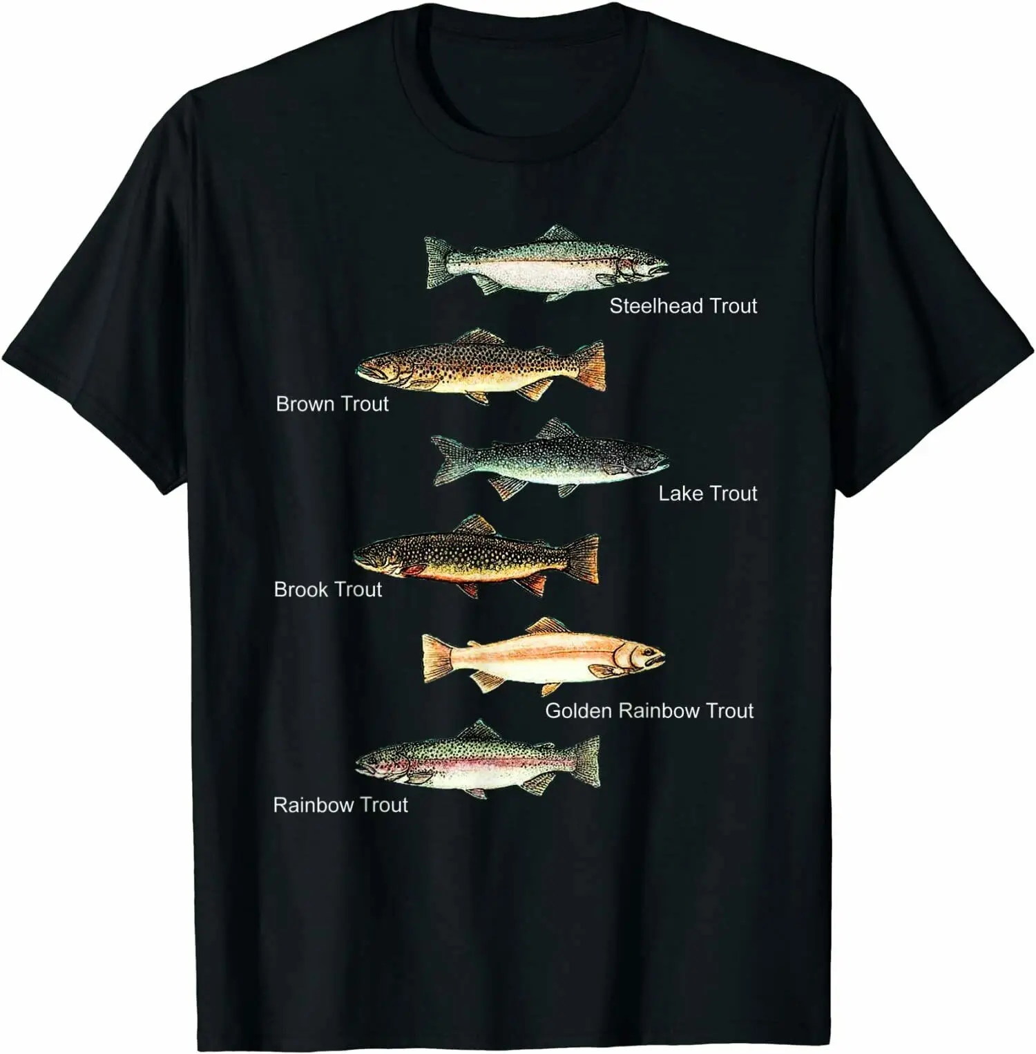 Types of Trout Fishs Species Collection Fishings T-Shirt Premium Cotton Short Sleeve O-Neck Mens T Shirt New S-3XL