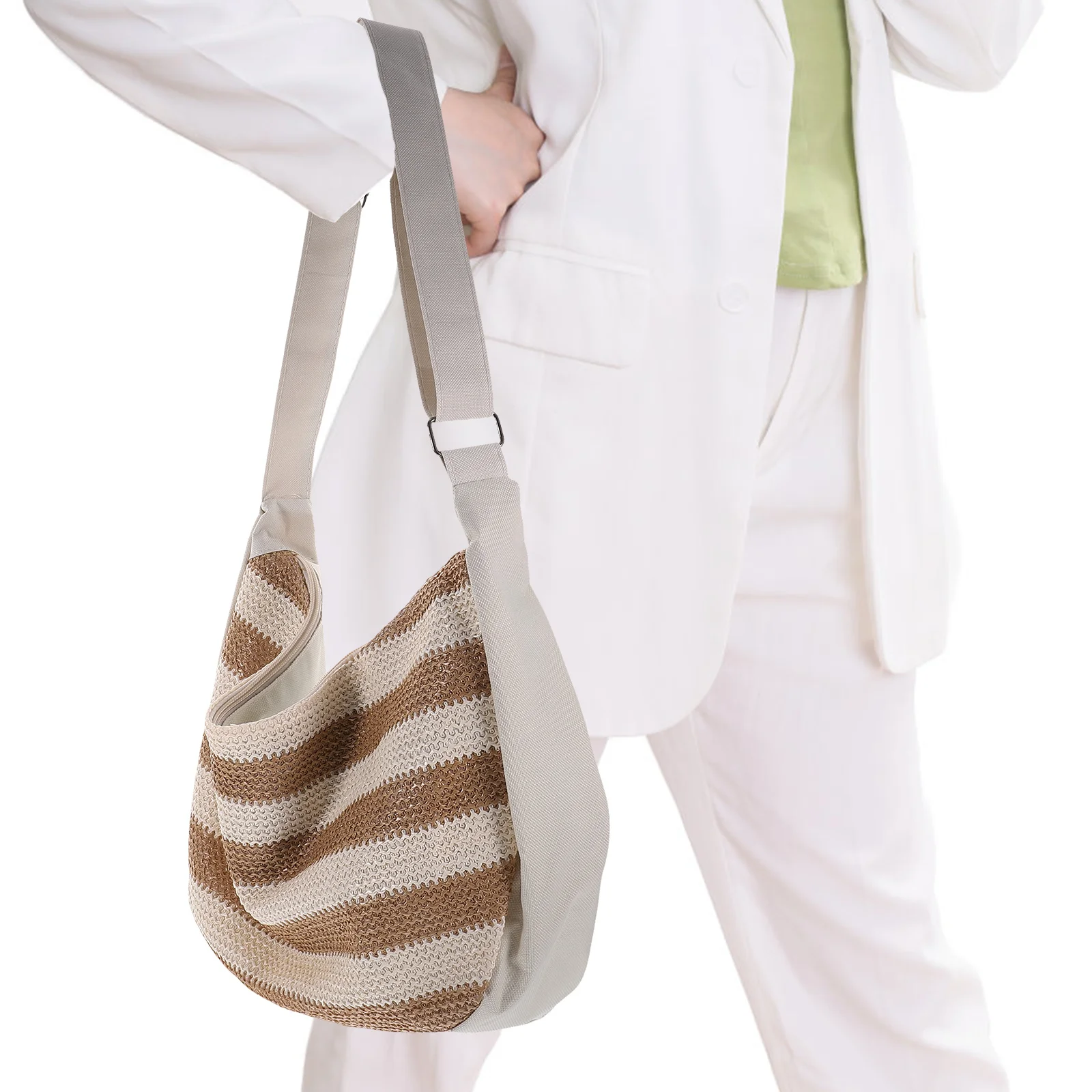 

Straw Woven Handbag Women Large Capacity Summer Casual Shoulder Crossbody Bag Black Mini Tote Mexican Beach Sling Purse Vacation