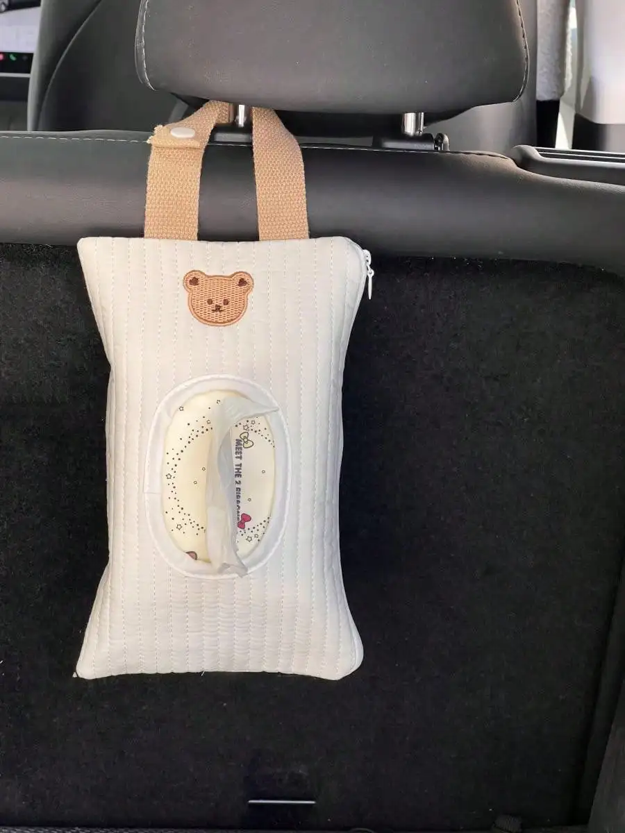 1 piece solid color car tissue box waterproof tissue cover tissue bag baby embroidery stroller tissue hanging bag