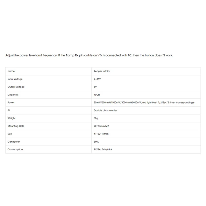 5,8G 5 Вт VTX 40CH 5000 МВт передатчик дальнего действия передатчик встроенный микрофон и вентилятор 9-36 В для FPV дрона дальнего действия