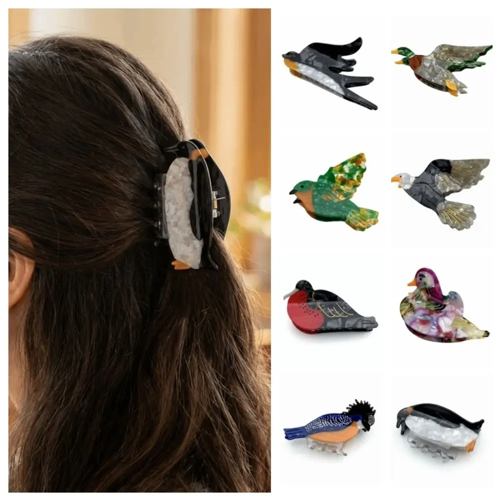 Cute Parrot Acetic Acid Hair Claw Swallow Penguin Bird Hair Clip Headwear Duck Cartoon Animal Shark Clip Travel