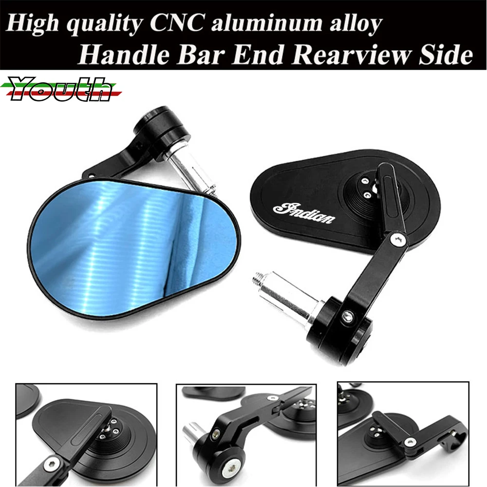 For Indian CNC Aluminum Handle bar end Rearview Mirrors scout / Sixty bobber Chief Vintage Springfield Challenger Roadmonster