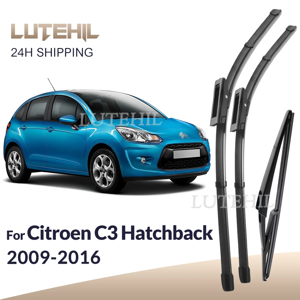 

Wiper Front & Rear Wiper Blades Set For Citroen C3 MK2 Hatchback 2009-2016 2010 2011 Windshield Windscreen Window 26"+16"+12"