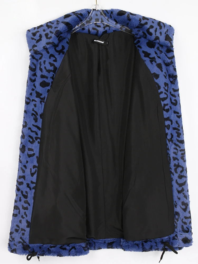 Nerazzurri-abrigo de piel sintética con estampado de leopardo para mujer, chaqueta holgada y esponjosa de manga larga con cremallera, informal, de