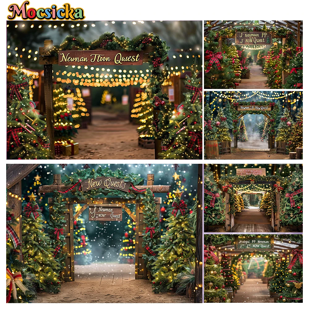 Mocsicka Winter Christmas Photography Background Xmas Tree Decoration Props Holiday Party Family Photo Backdrops Studio