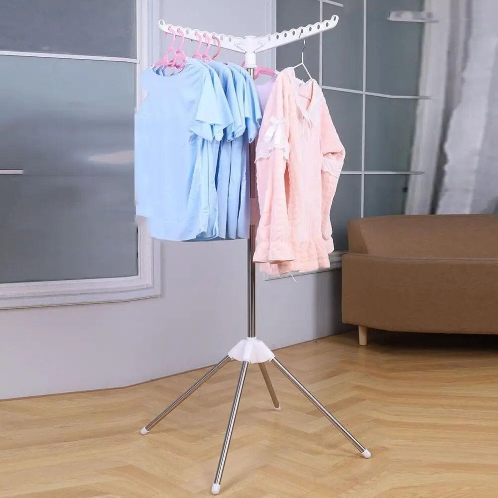 

Складная сушилка для белья, на треноге, 360° ° Поворотный, большой объем (30 кг), подходит для использования в помещении и на улице (белый)