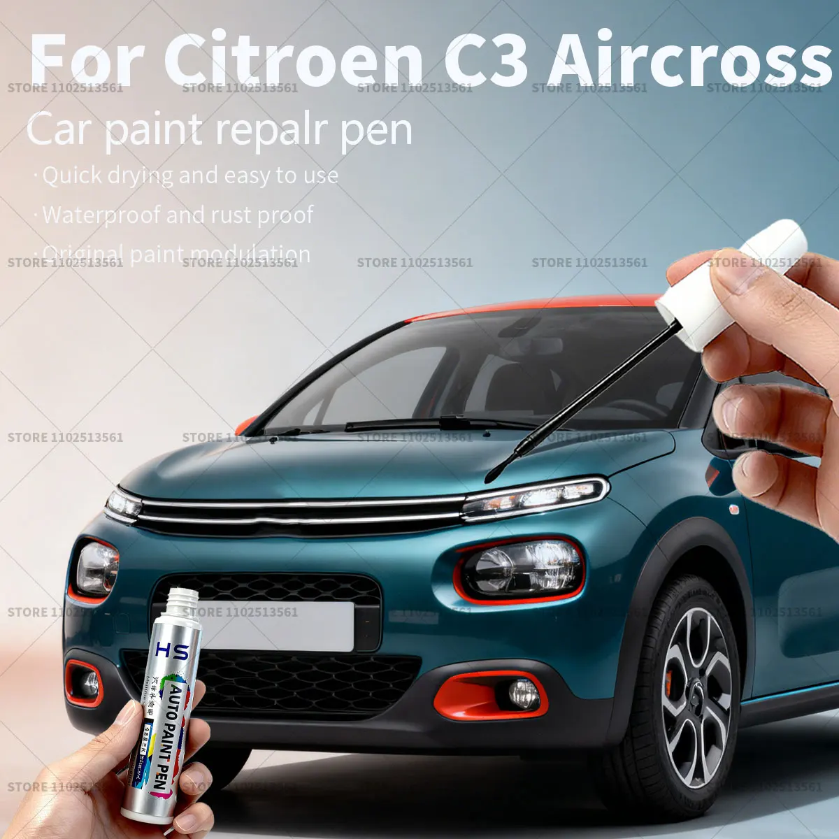 For Citroen C3/C3 Aircross Car Paint Repair Pen Touch Up Scratch Remover DIY Auto Accessories White Orange CITKHK Red KKB Brown